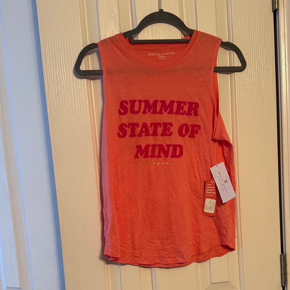 NWT Spiritual Gangster Coral Graphic 'Summer State of Mind' Tank